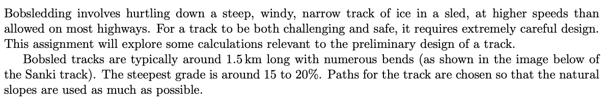design. This assignment will explore some calculations relevant to the preliminary design