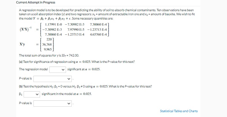  Current Attempt in Progress A regression model is to be developed