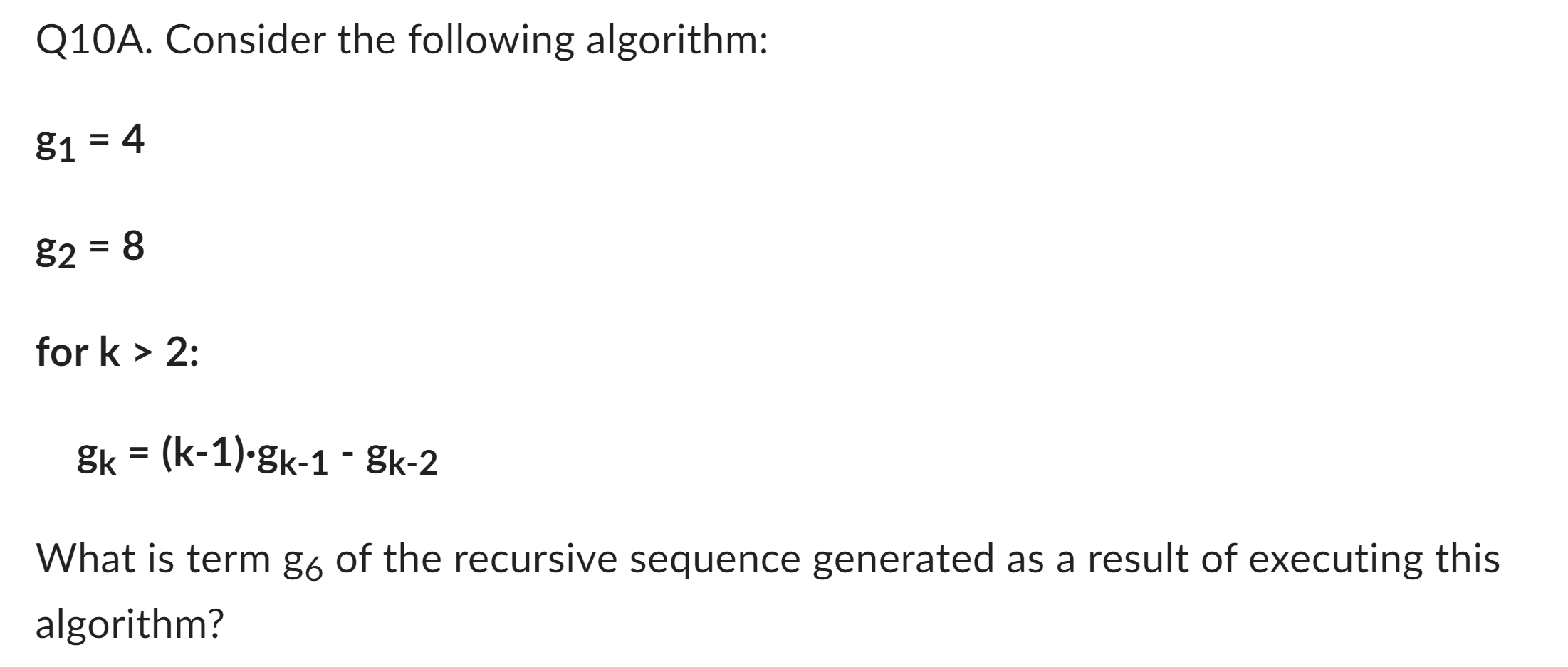 generated as a result of executing this algorithm?