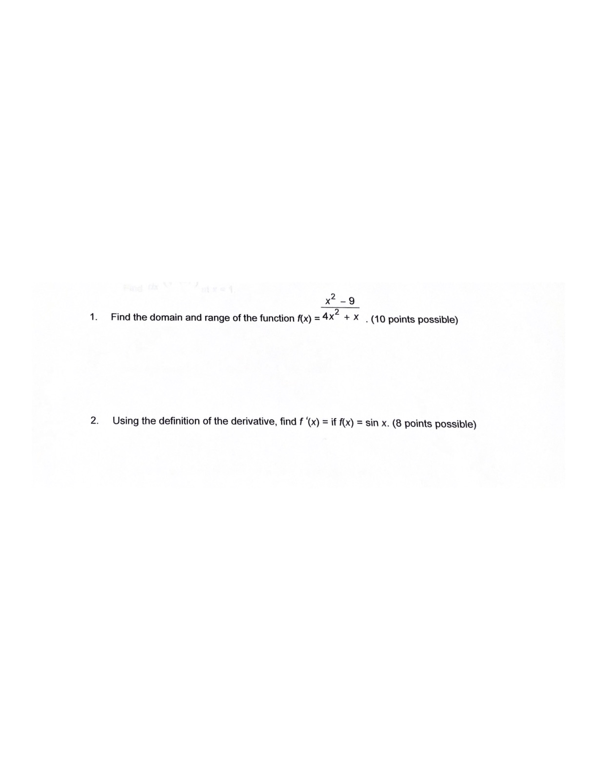 rule or theorem you used to nd each derivative. (9 points poseiblH