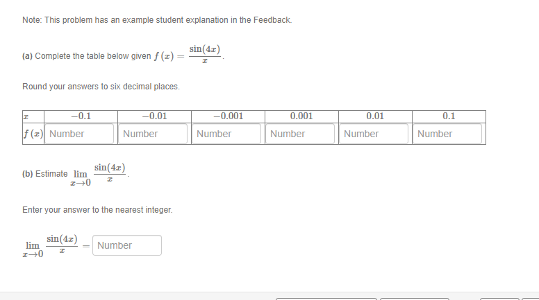 {a} Complete the table tzielpil'.r given _f {z} = Round your answers