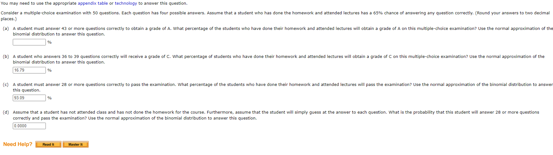 You may need to use the appropriate appendix table or technology