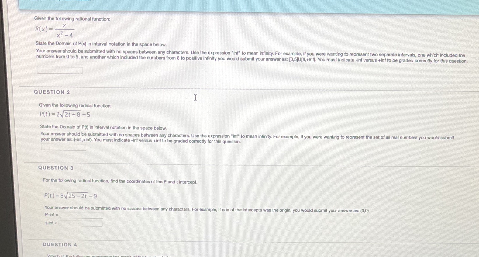  Given the following rational function: R(X) = X X2 - 4