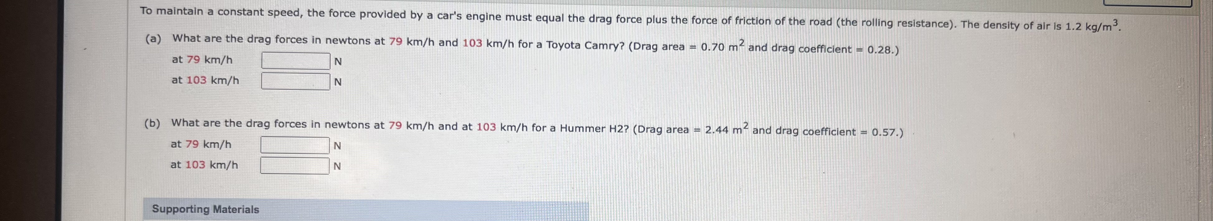 To maintain a constant speed, the force provided by a car's engine