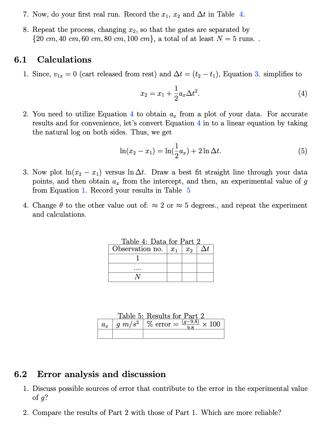 to gravity, 9, and compare it to the theoretical value of 9.8