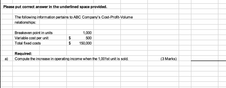 Please show full steps Please put correct answer in the underlined space