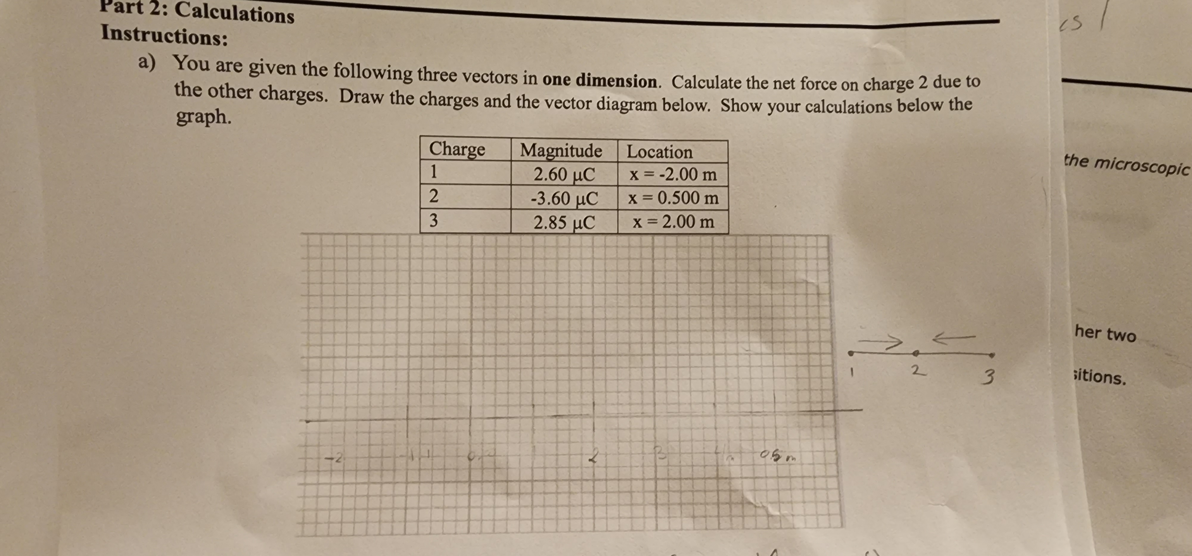 rart 2: Calculations Instructions: a) You are given the following three vectors