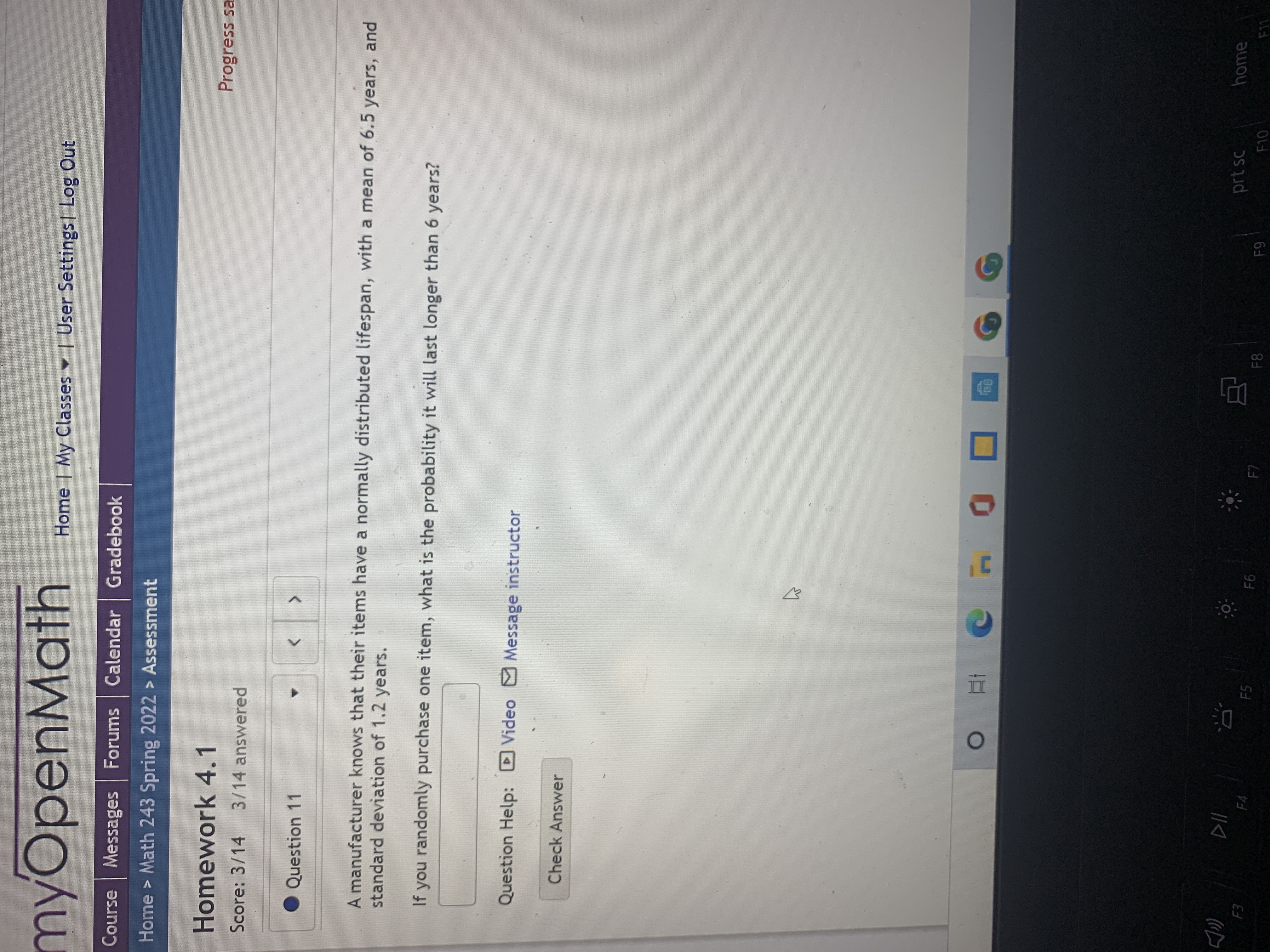  myOpenMath Home | My Classes . | User Settings | Log