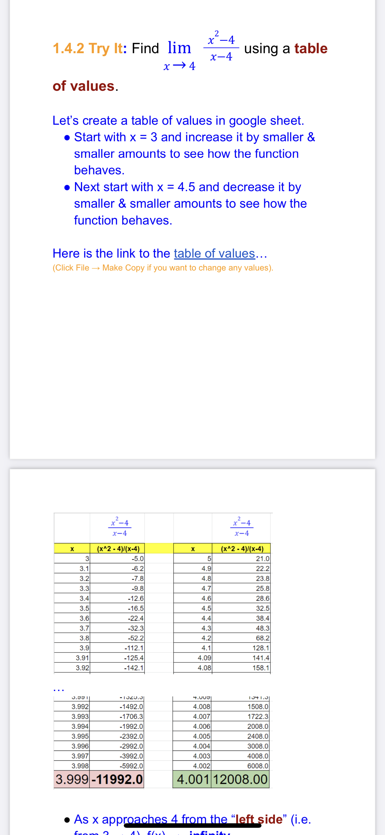 google sheet. . Start with x = 3 and increase it by