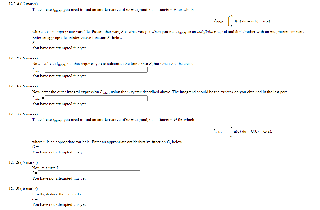 element of D: and then deduce c. Hence you need to evaluate