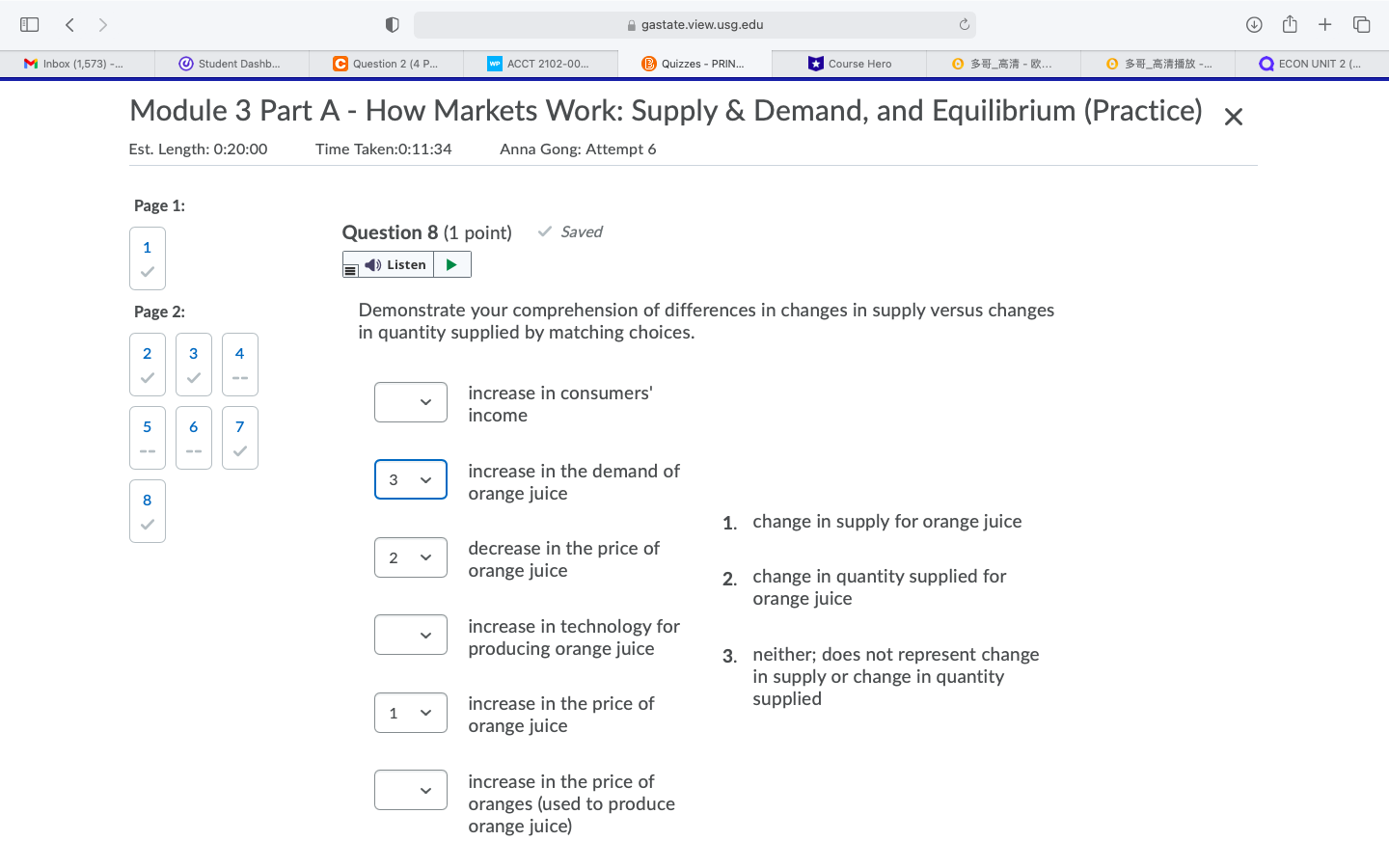  Please help me answer question 3 4 5 6 8. Thanks.