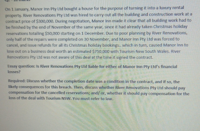 its just questiondo it as soon as possible On 1 January, Manor