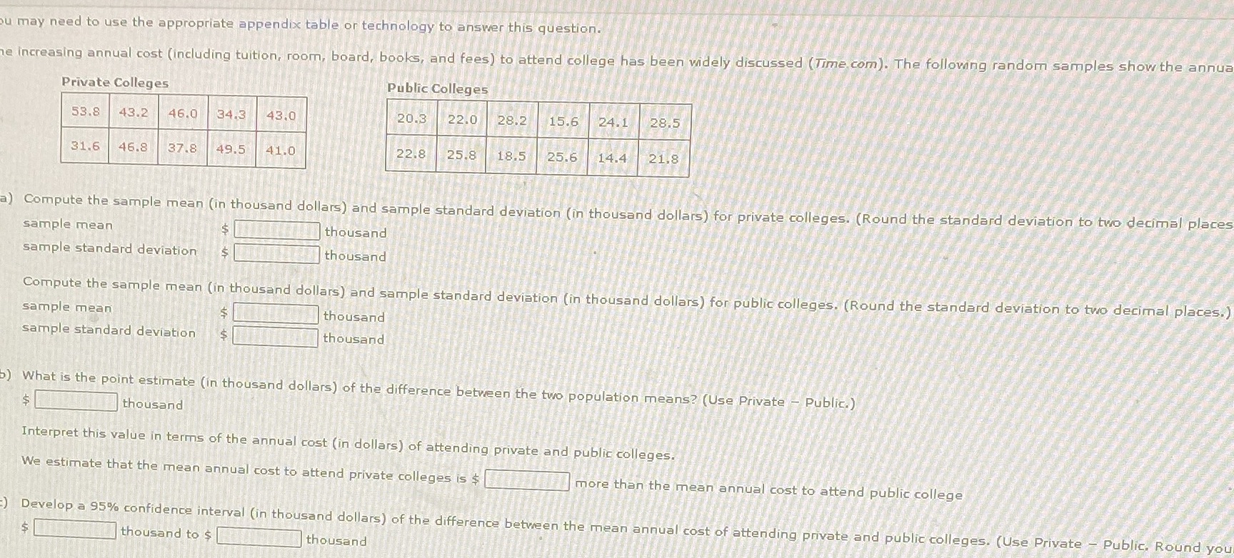  u may need to use the appropriate appendix table or technology