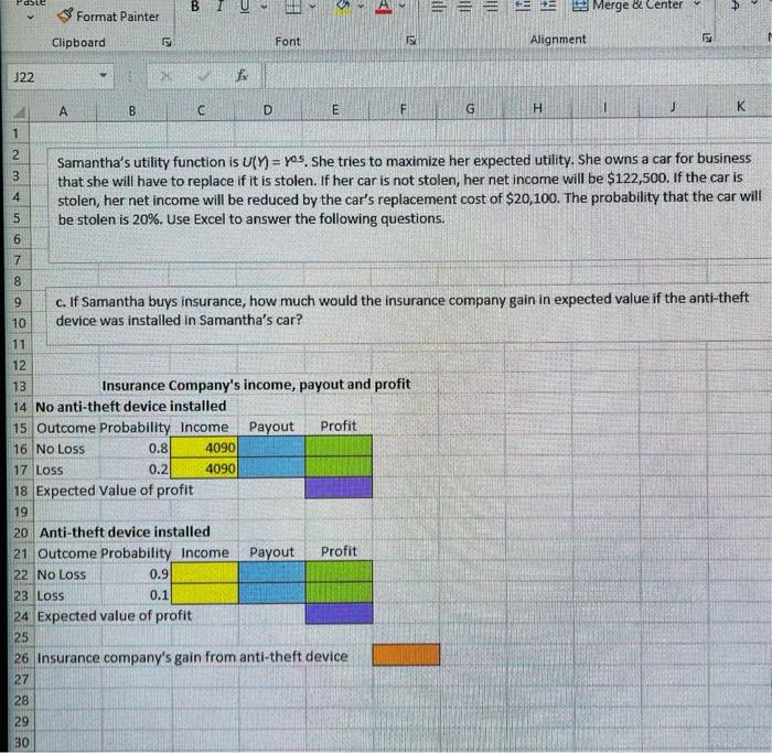 Solve using excel Format Painter LE y Merge & Center Clipboard Font