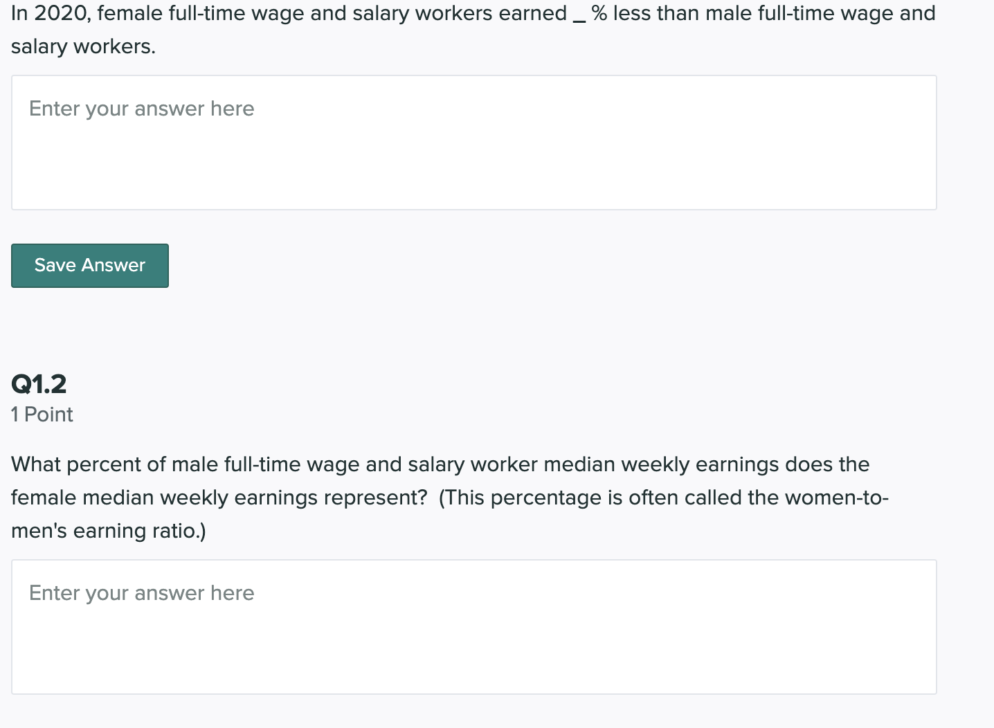 percent of male fulltime wage and salary worker median weekly earnings does