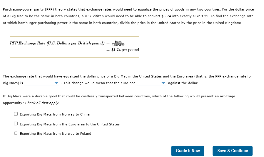 Question 5 8. Purchasing-power parity Using data from The Economist's Big