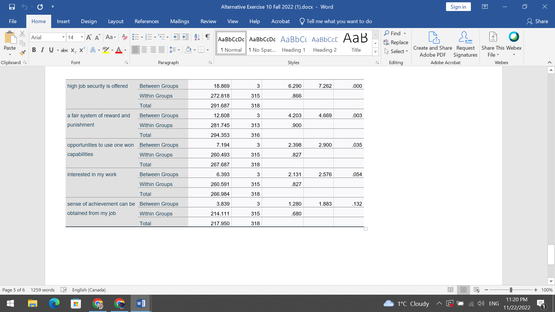 Editing Adobe Acrobat Webex The following tables are output from running an