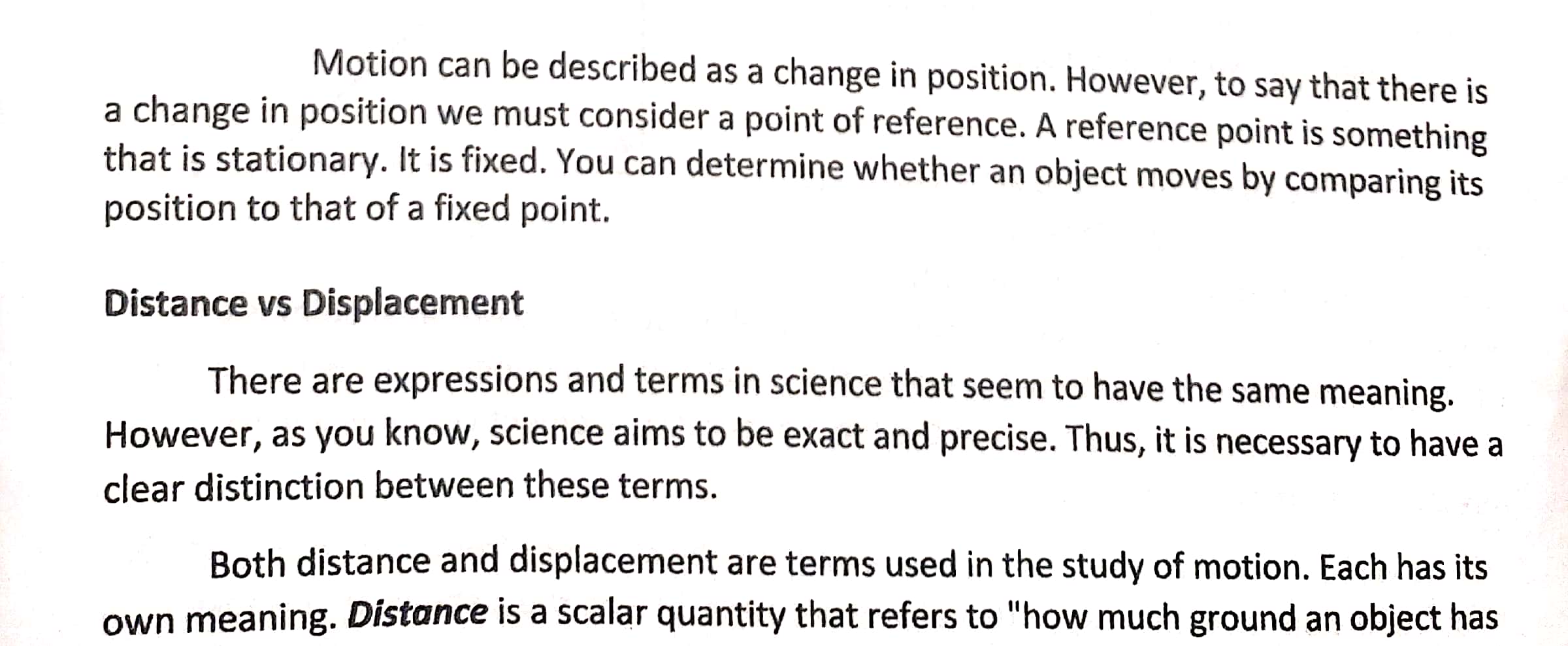 n ObJECt moves b com ' ' posrtion to that of a