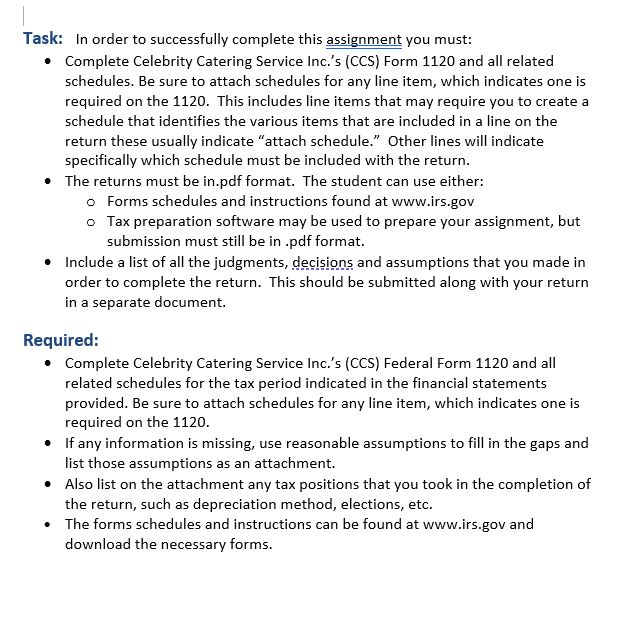 sure to attach schedules for any line item, which indicates one is
