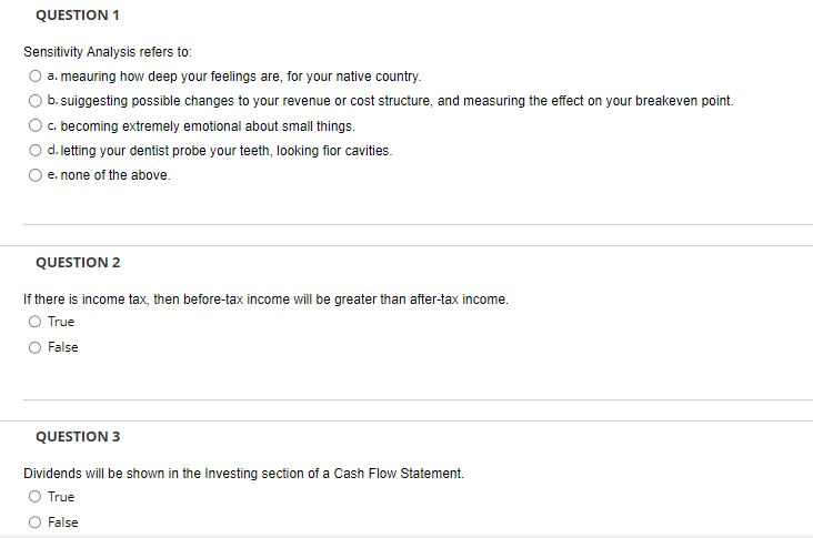  QU ESTIDN E In a lCash Flow Statement: the balance that