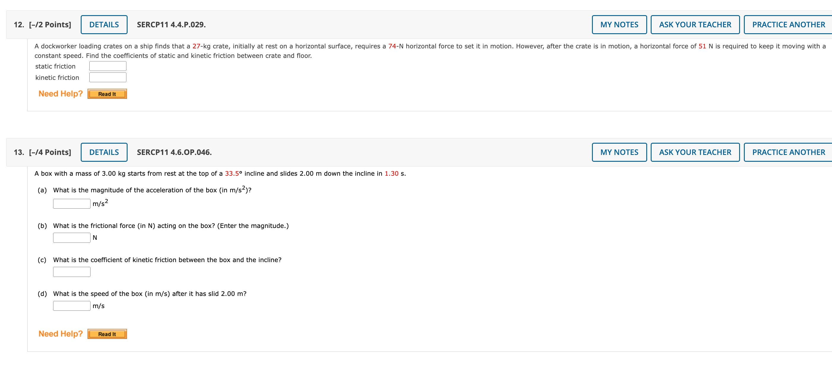 crate? HINT N Need Help? Read It Watch It [-/3 Points] DETAILS