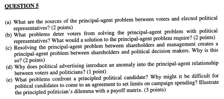 this question is about principle agent problem as below QUESTION 5 (a)