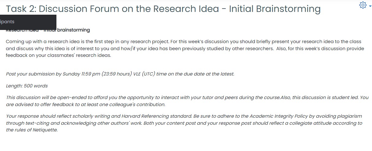 Task 2: Discussion Forum on the Research Idea - Initial Brainstorming