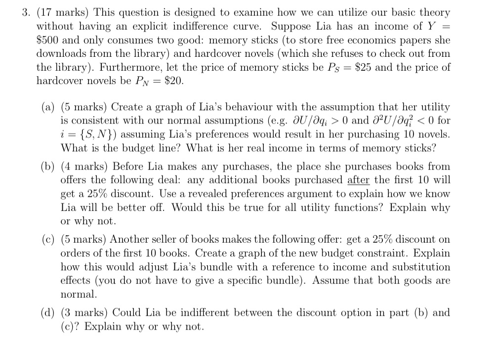  3. (17 marks] This question is designed to examine how we