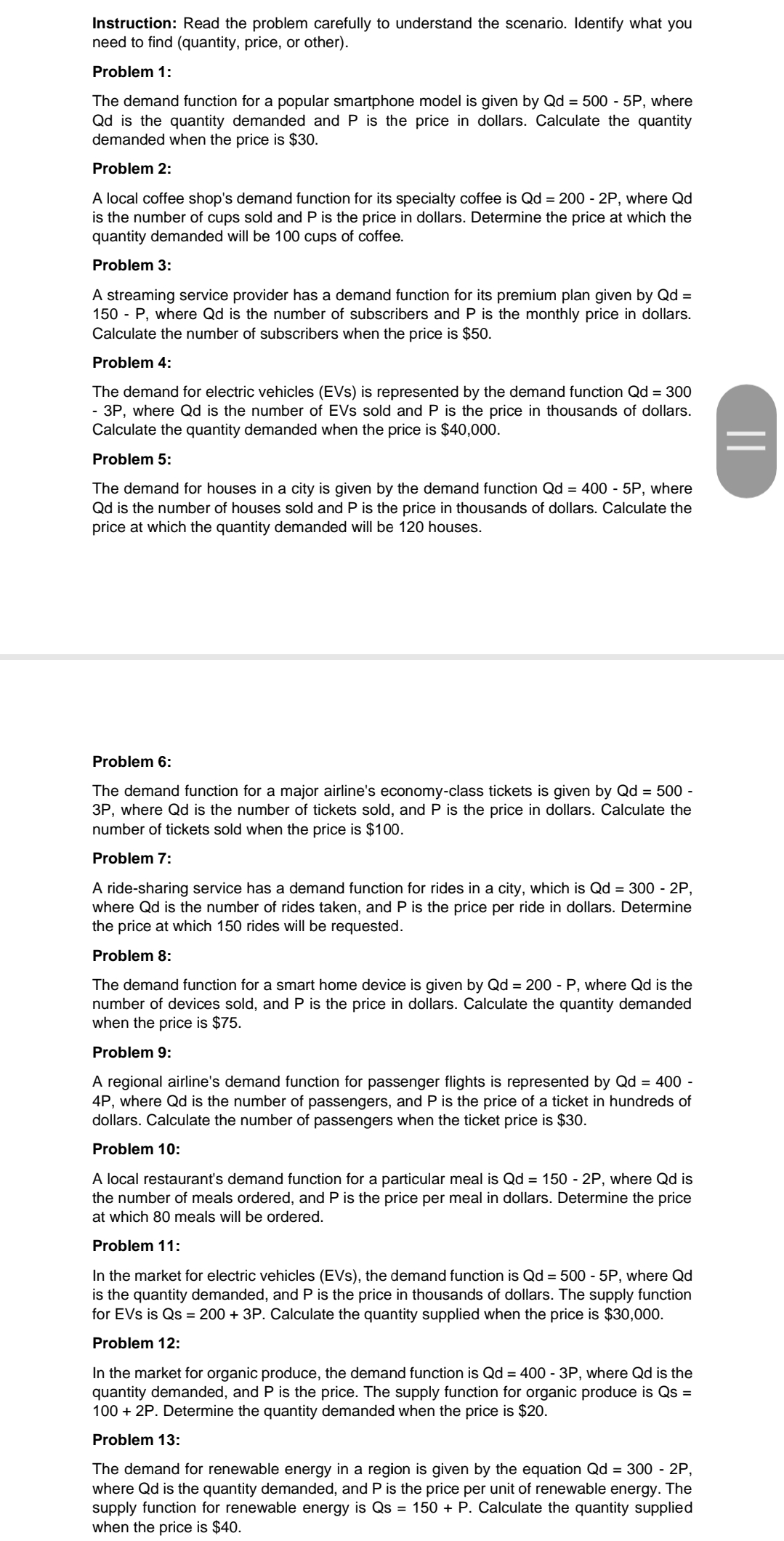 function for a popular smartphone model is given by Qd = 500