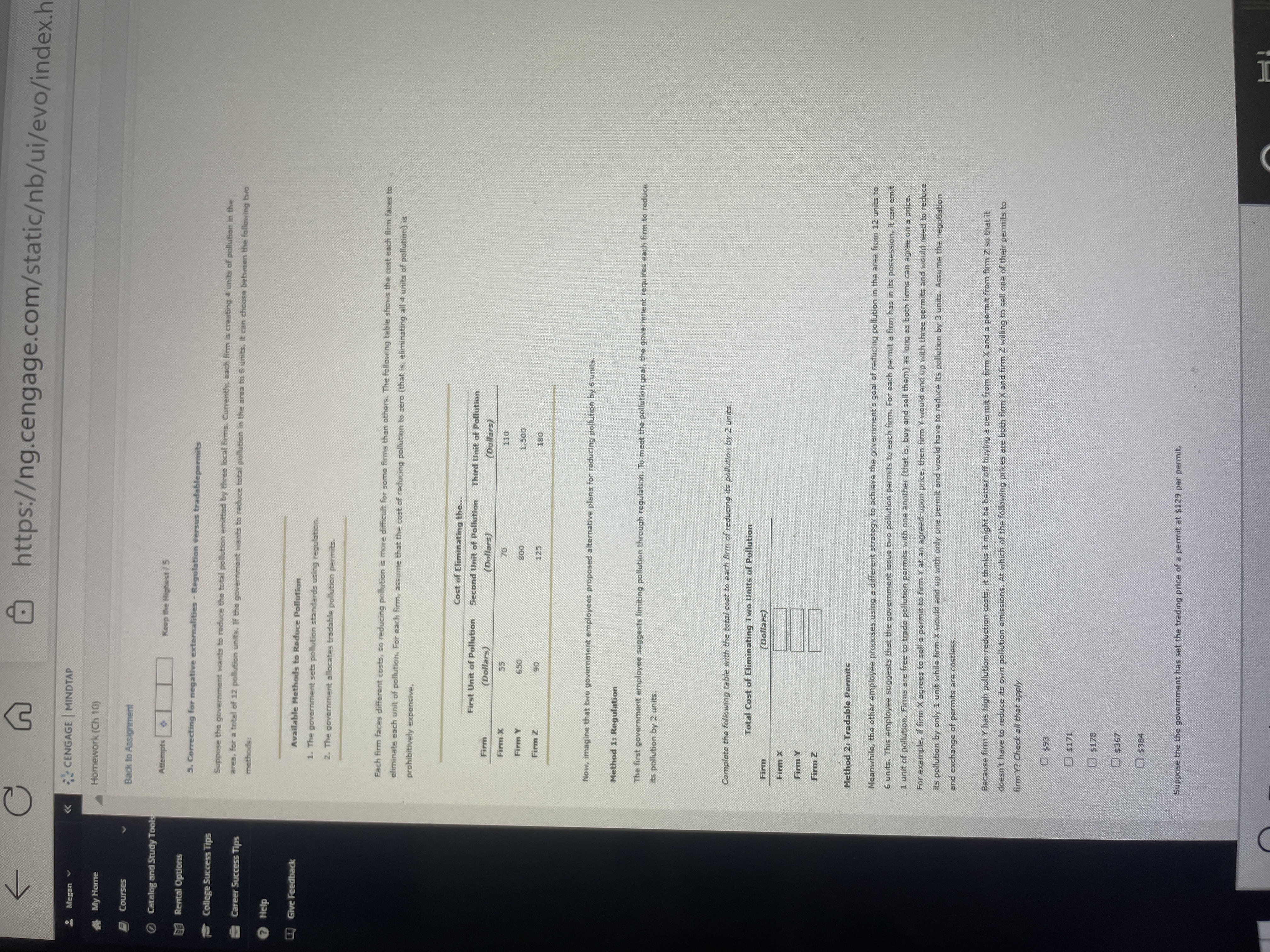 n https:/g.cengage.com/staticb/ui/evo/index.h Megan v CENGAGE | MINDTAP My Home Homework (Ch