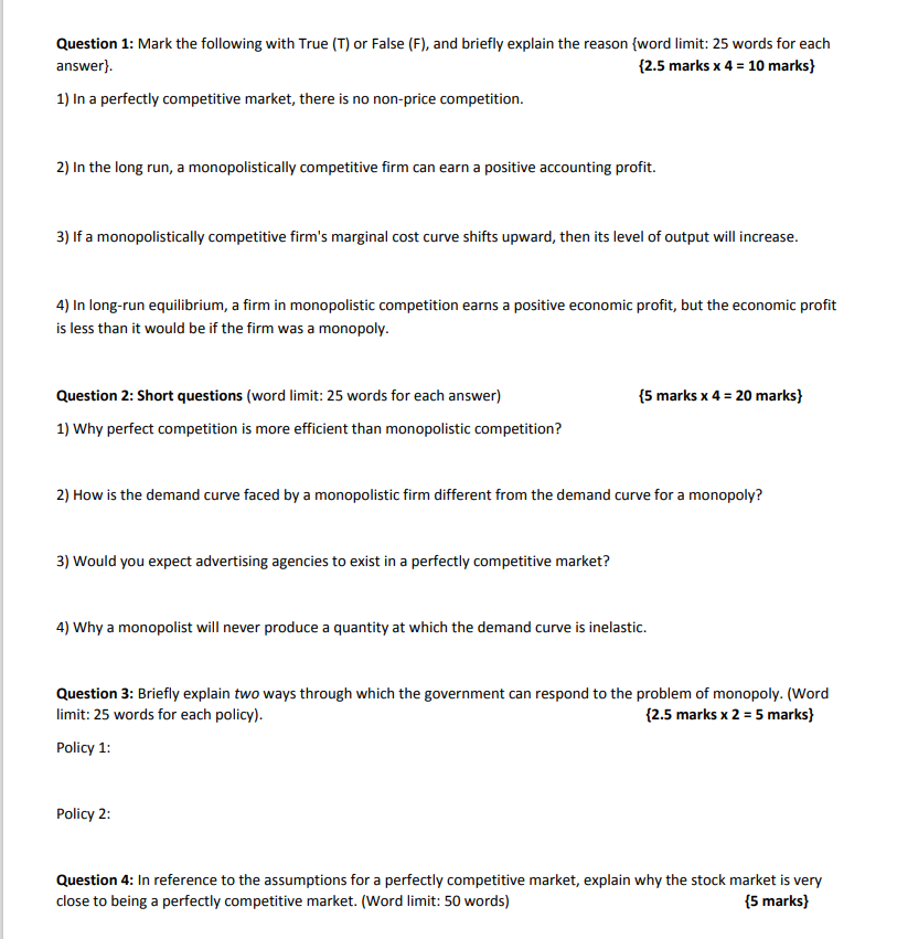 Please solve these questions. It's for my assignment. Question 1: Mark the