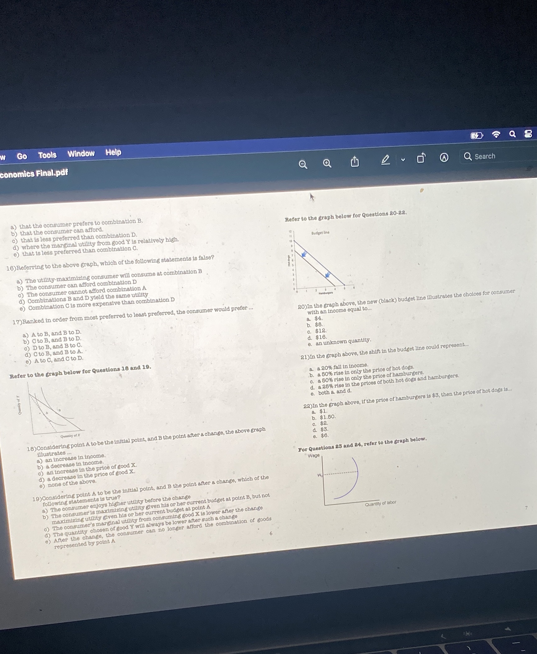 Multiple choice Go Tools Window Help conomics Final.pdf Q Q Q Q