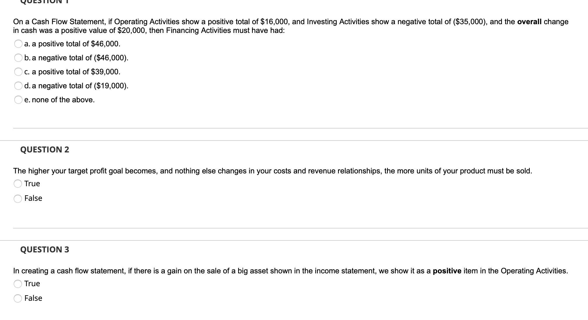 cash flow statement, if there is a gain on the sale of