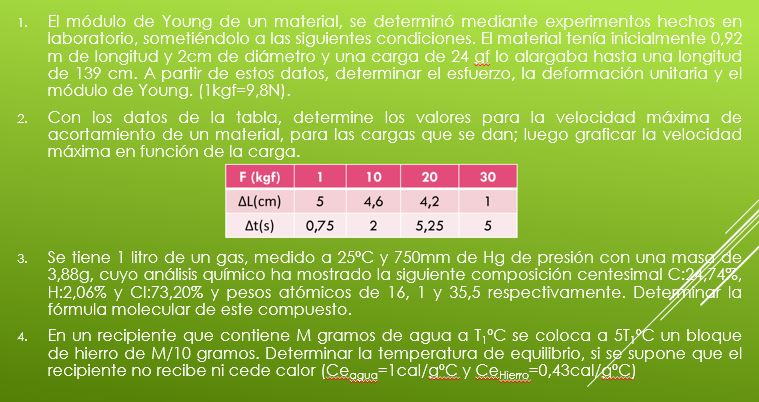laboratorio, sometindolo a Idssiguientes condiciones. El matetial tent inicialmente 0,92 m de