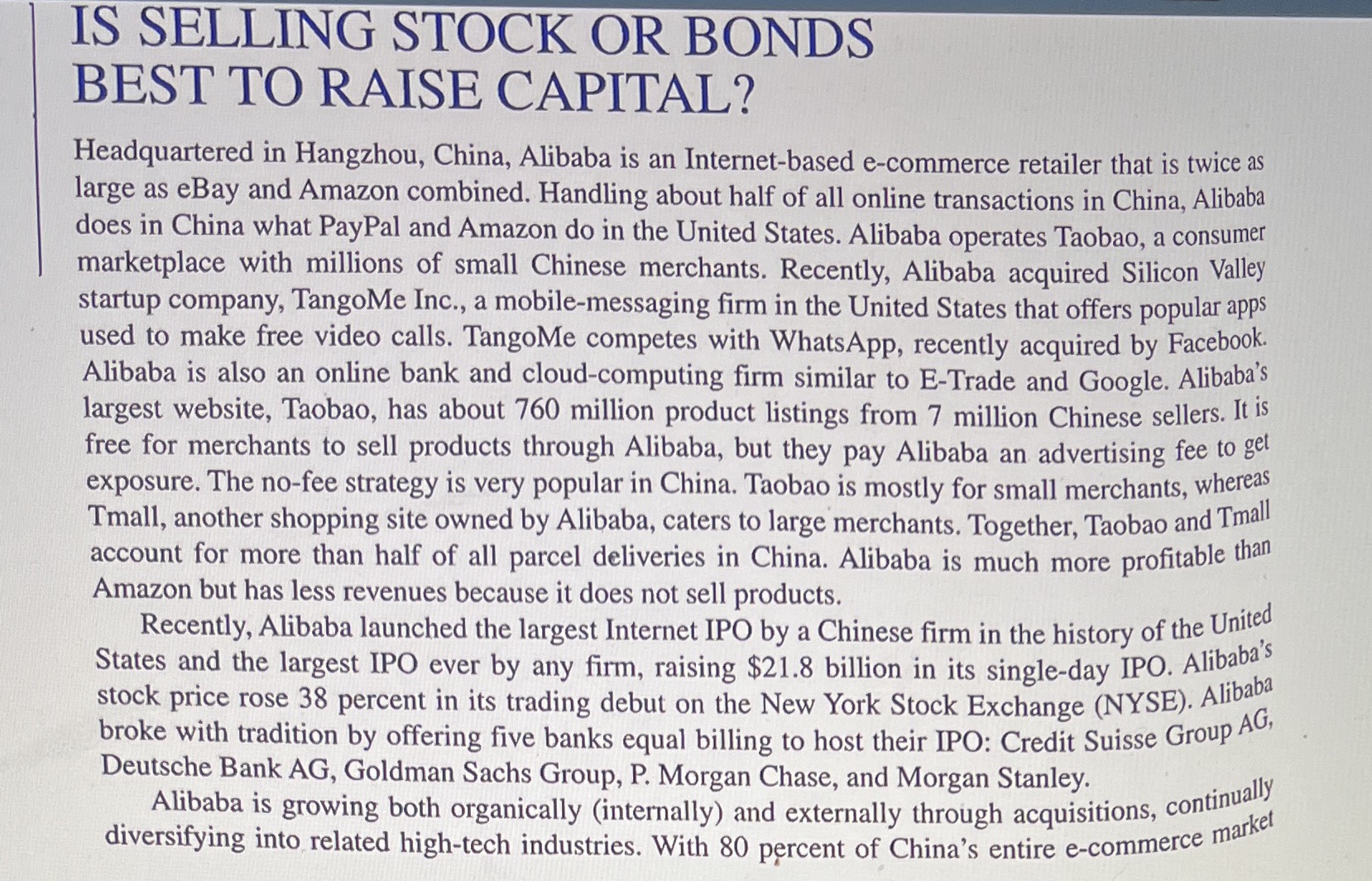 How does a company decide between equity, bonds, and bank debt to