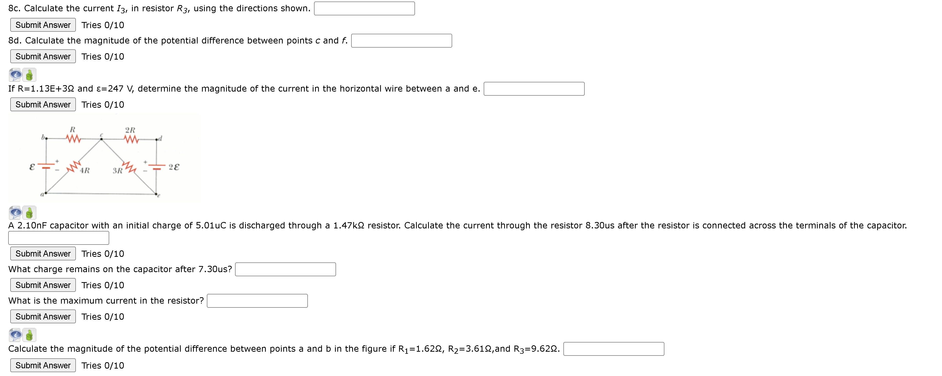 R; A R1 I 3 ne of the resistors in the circuit