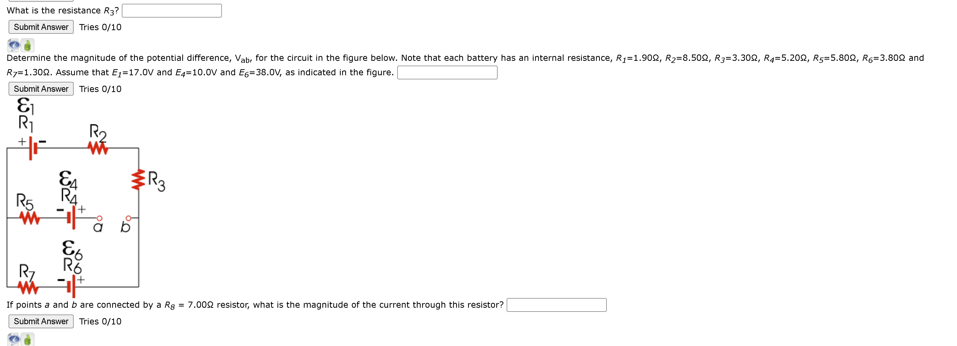 the current 15. Submit Answer Tries 0/10 What is the resistance R2?