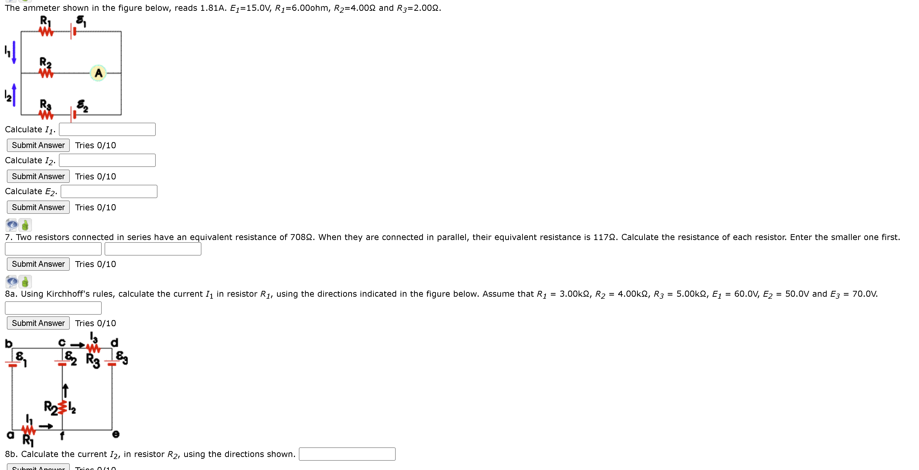 Determine the magnitude of the potential difference, Vab, for the circuit in