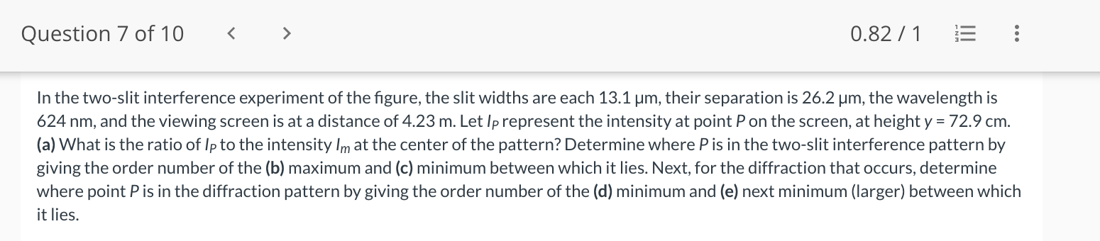 is at a distance of 4.23 m. Let ip represent the intensity