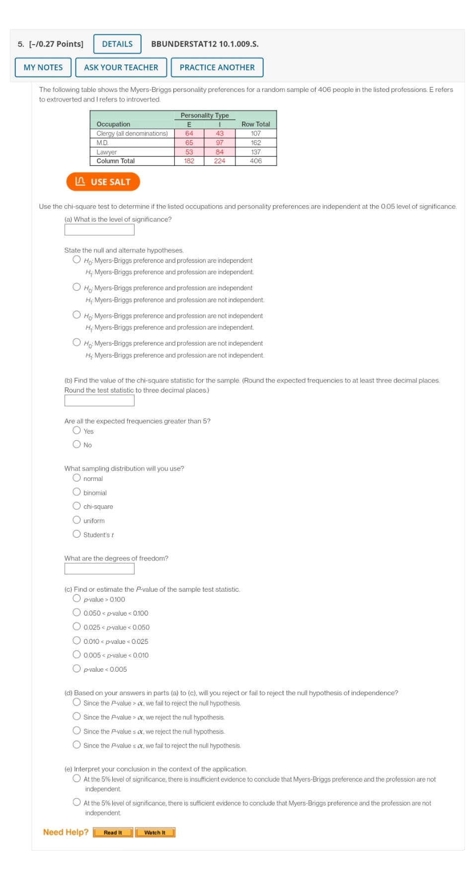 help please 5. [-/0.27 Points] DETAILS BBUNDERSTAT12 10.1.009.S. MY NOTES ASK YOUR