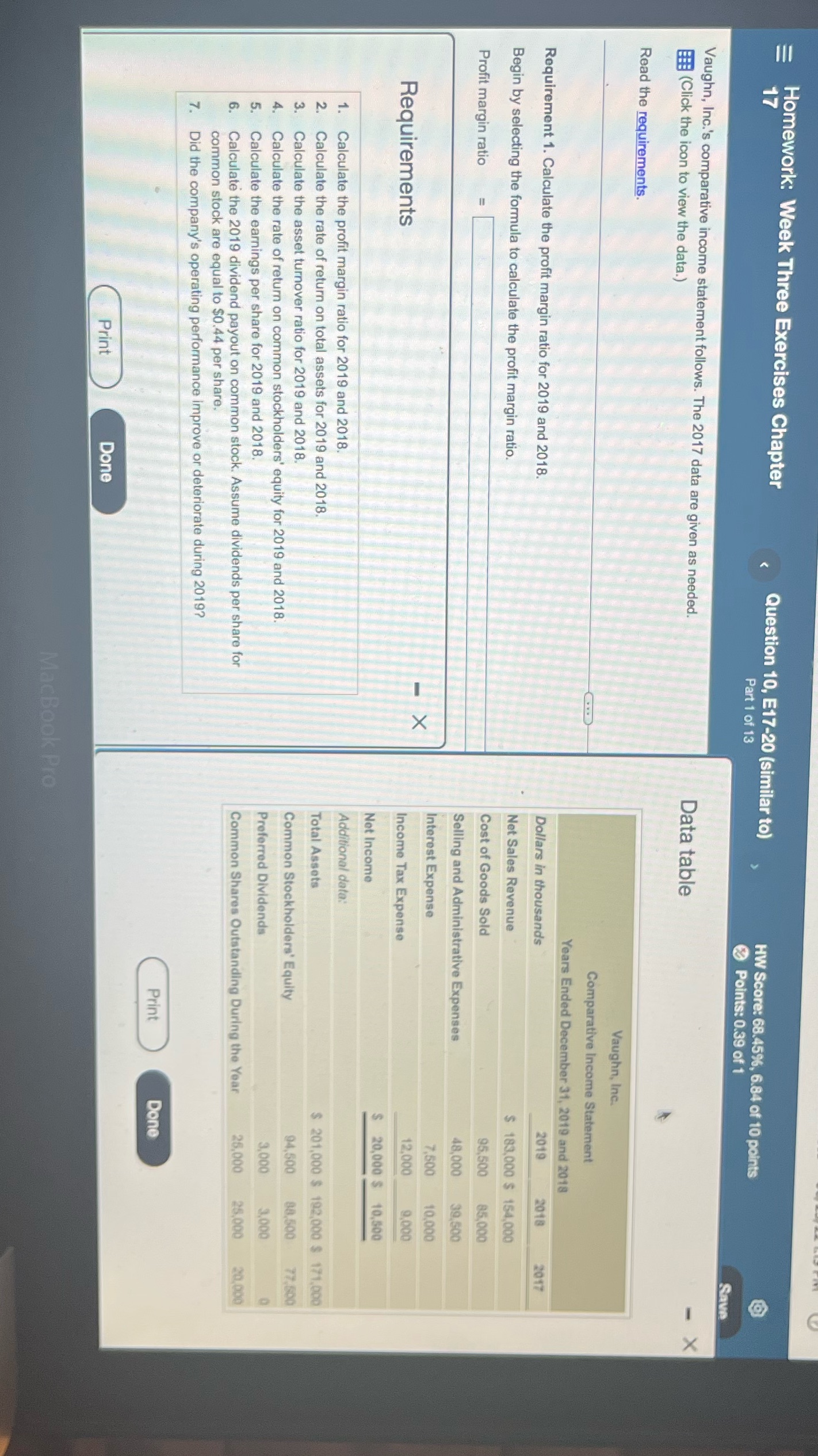 Please assist Homework: Week Three Exercises Chapter Question 10, E17-20 (similar to)