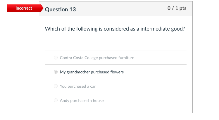 purchased furniture O My grandmother purchased flowers O You purchased a car