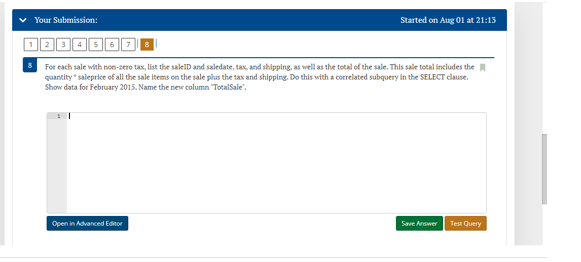 these queries you cannot use the SimplifiedSales database. You must use the