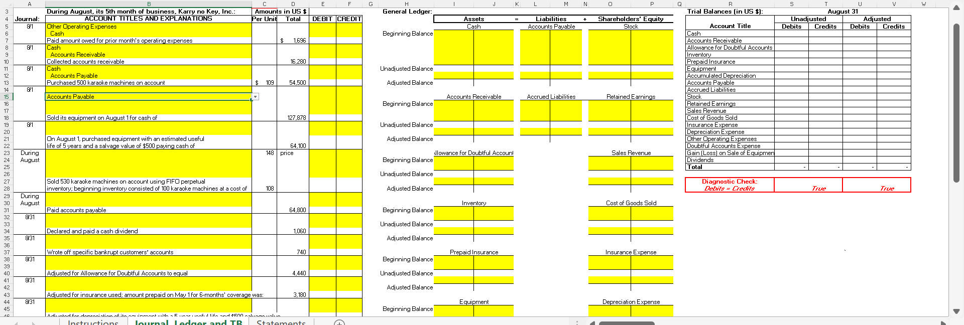 Revenue Cost of Goods Sold Insurance Expense Depreciation Expense Other Operating Expenses