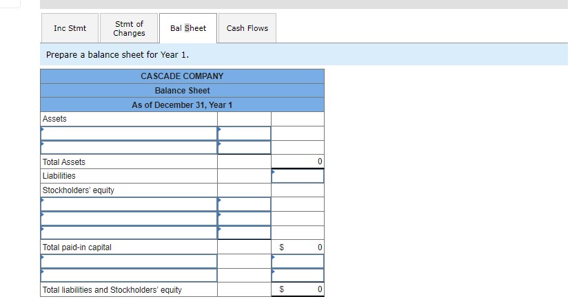 with the 3 other statements Inc Stmt Stmt of Bal Sheet Cash