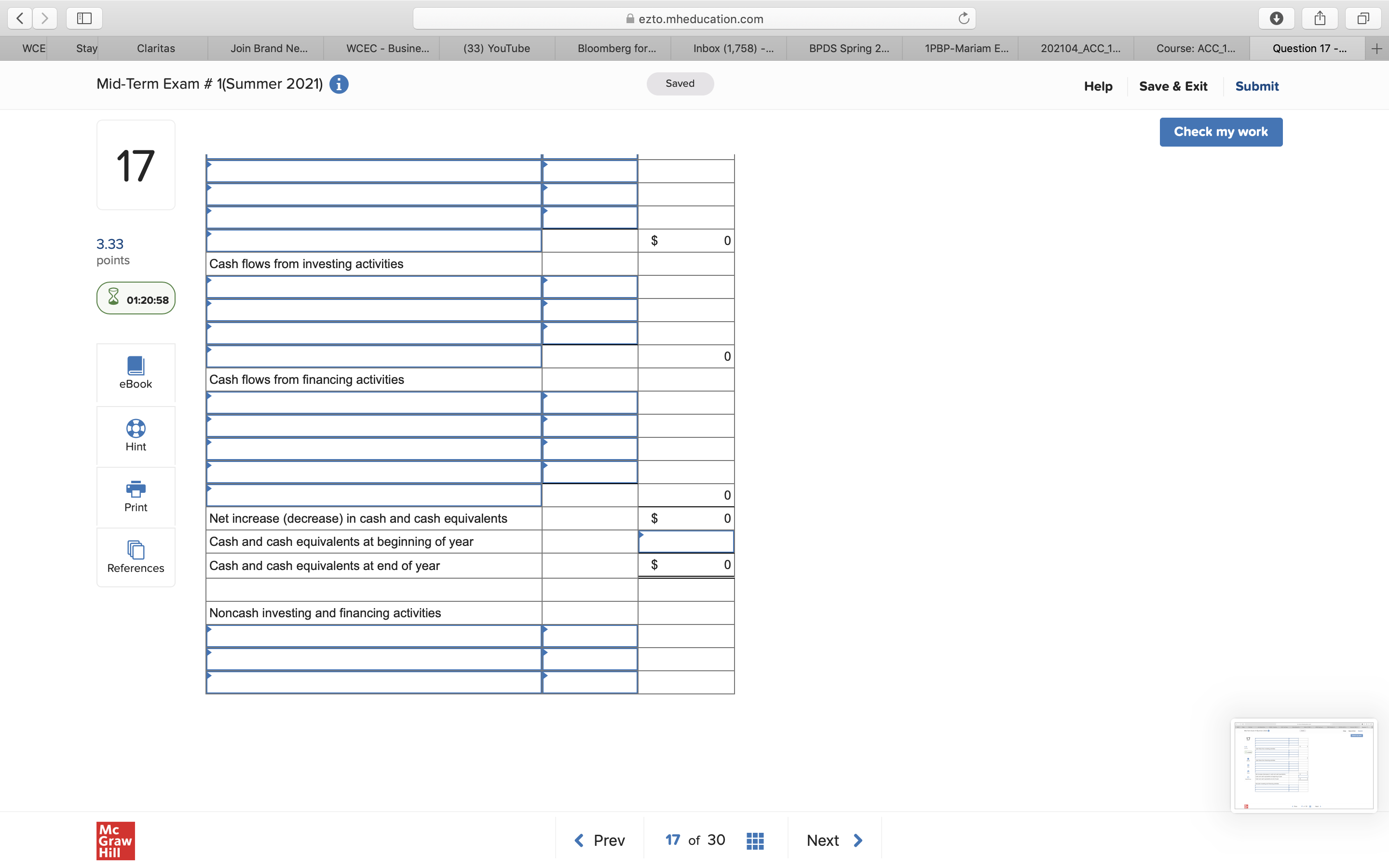 iiil Mid-Term Exam #1(Summer 2021) 0 Saved Help Save & Exit Submlt