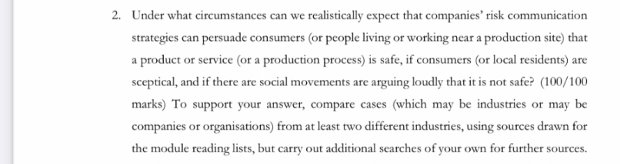 Please answer completely 2. Under what circumstances can we realistically expect that