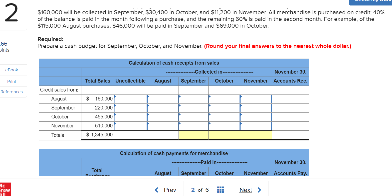Ending cash balance ;;l
