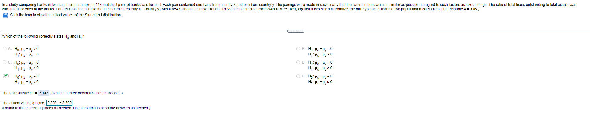 I got the wrong critical values can you please help, I tried