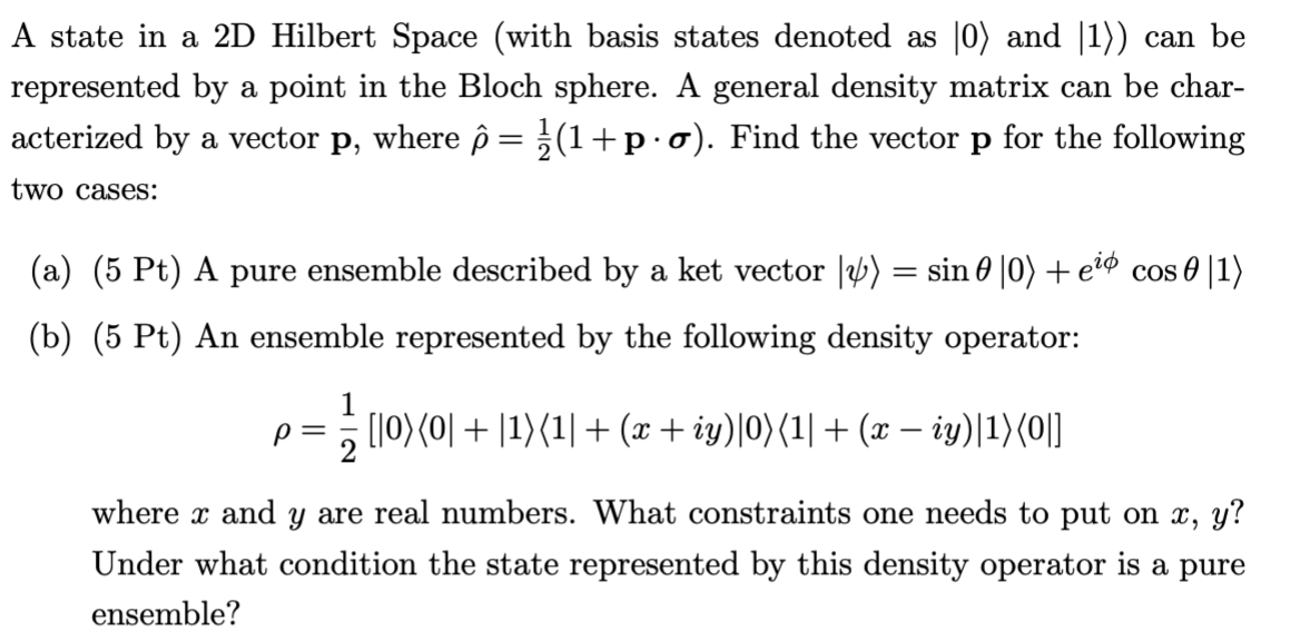  A state in a 2D Hilbert Space (with basis states denoted